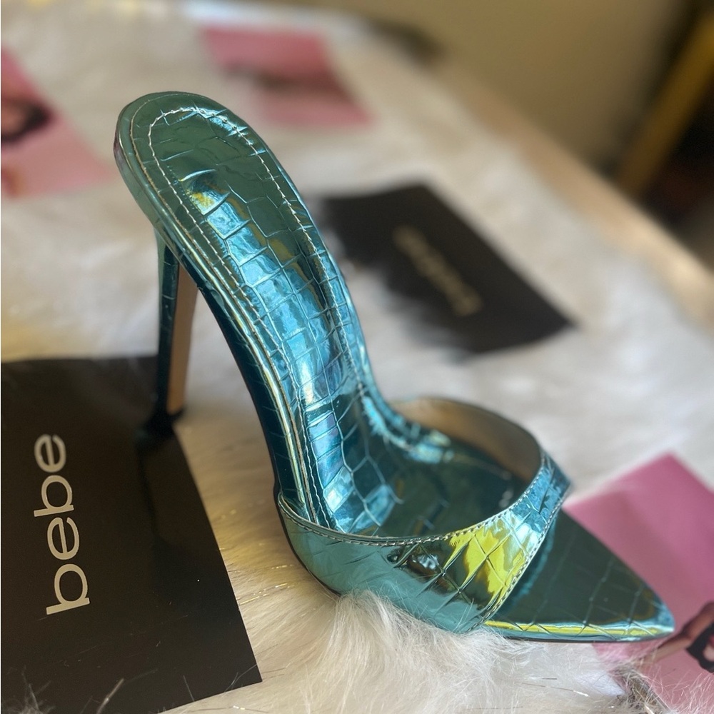 Bebe Metallic Blue Stiletto Heels